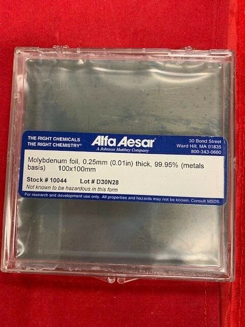 High Purity Molybdenum Lot, Mesh, Sheets, Rods , Powders, Alfa Aesar, Goodfellow