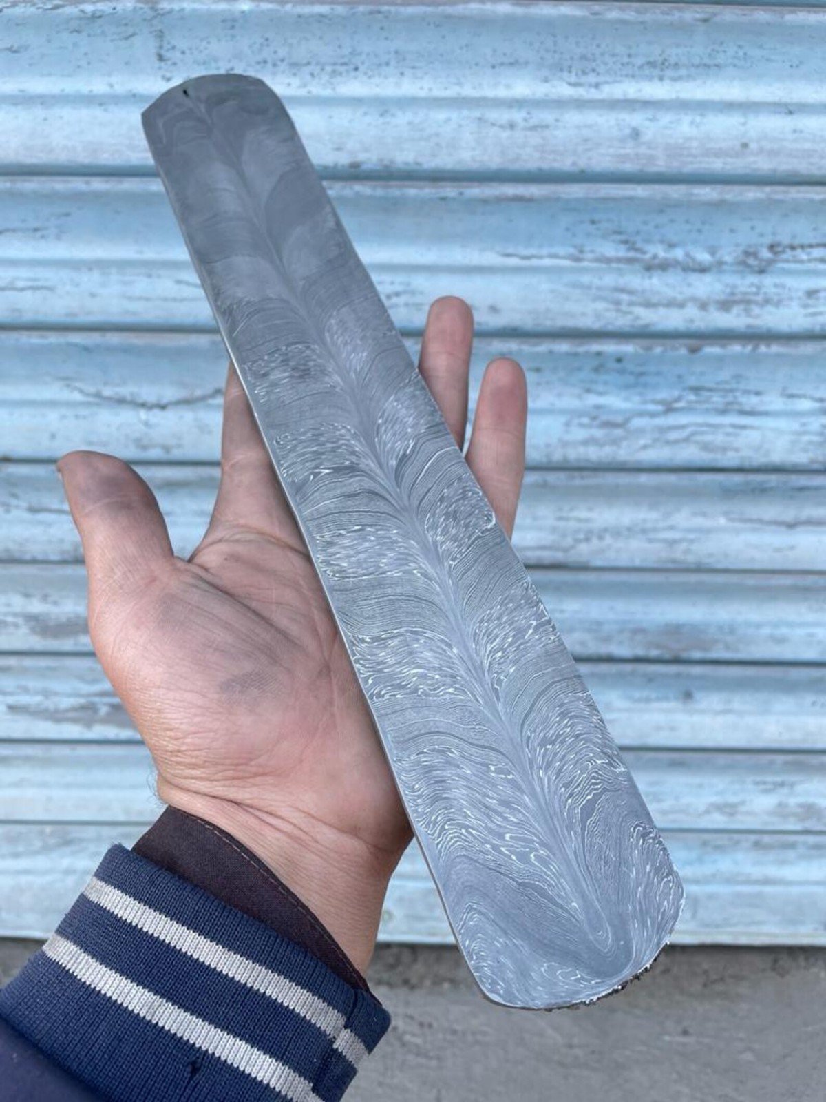 Feather Pattern Damascus Steel billet Blank hand Forged Knife Making Forged