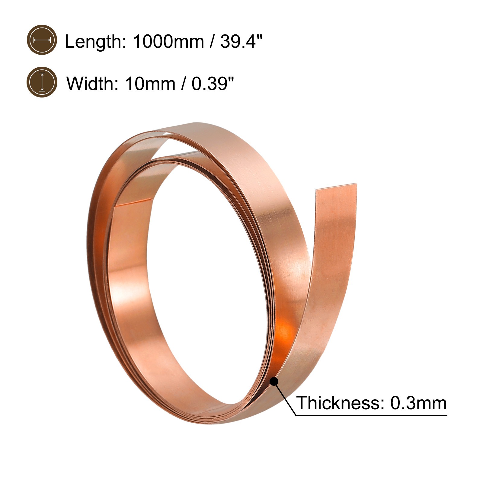 Copper Thin Foil Roll Sheet 0.3x10x1000mm Pure Copper Roll Copper Strip