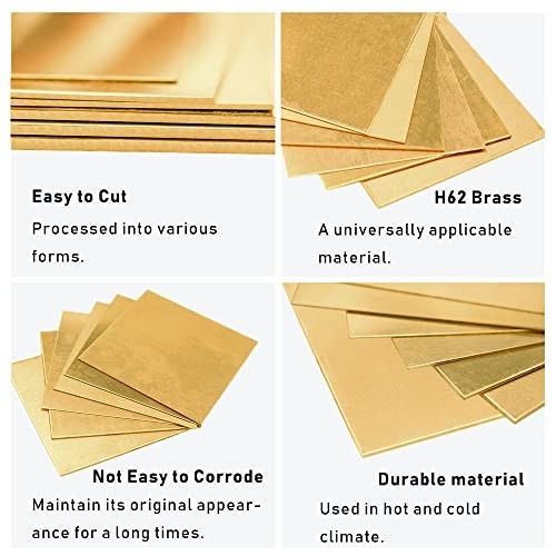 Tynulox 12 Gauge Brass Sheet，H62 Brass Plates Metal 0.079″ Thickness x 3.9″ W…