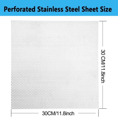 Perforated Stainless Steel Sheet 11.8″ x 11.8″ 0.035″ Thickness 0.12″ Holes Comm