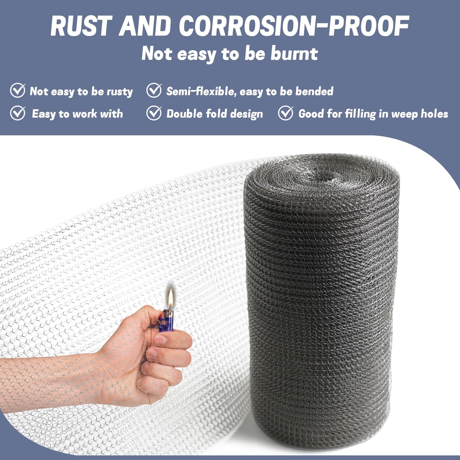 12″ X 50 ft 304 Stainless Steel Mesh, Wire Mesh for Plants, Hole Fill argent