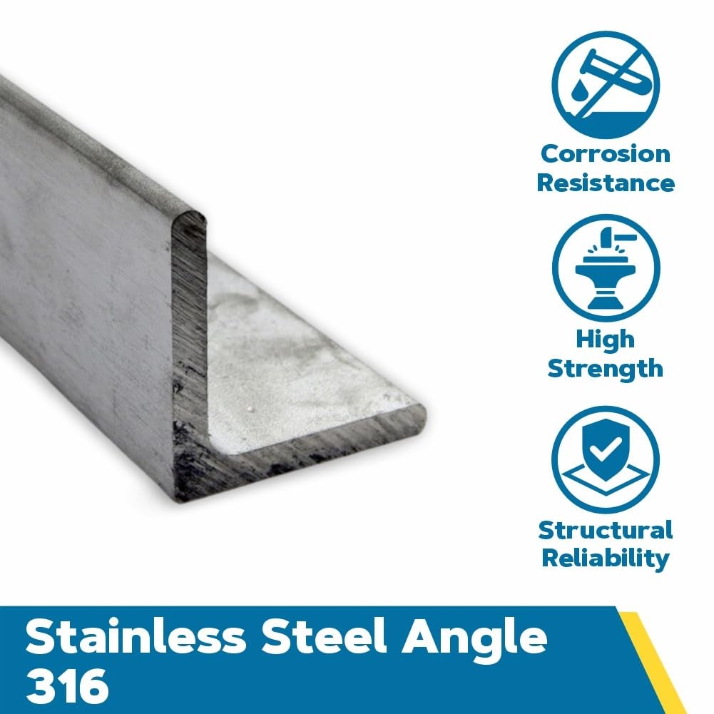 316 Stainless Steel Angle Unpolished (Mill) Finish ASTM A276 Equal Leg Length