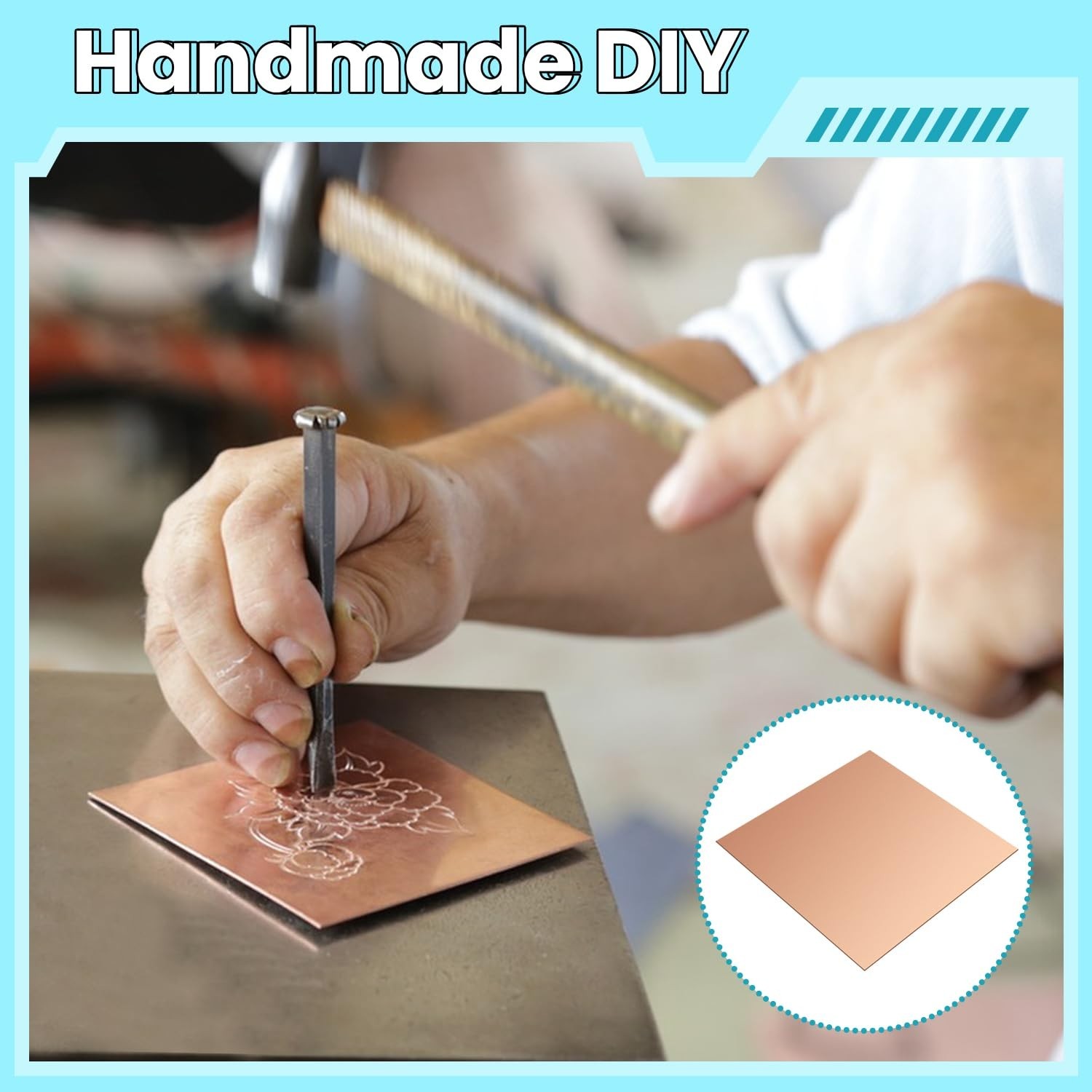Copper Sheet, 2 Pieces of Copper Plates 4″×4″-24 Gauge(0.5mm) Thickness, 99