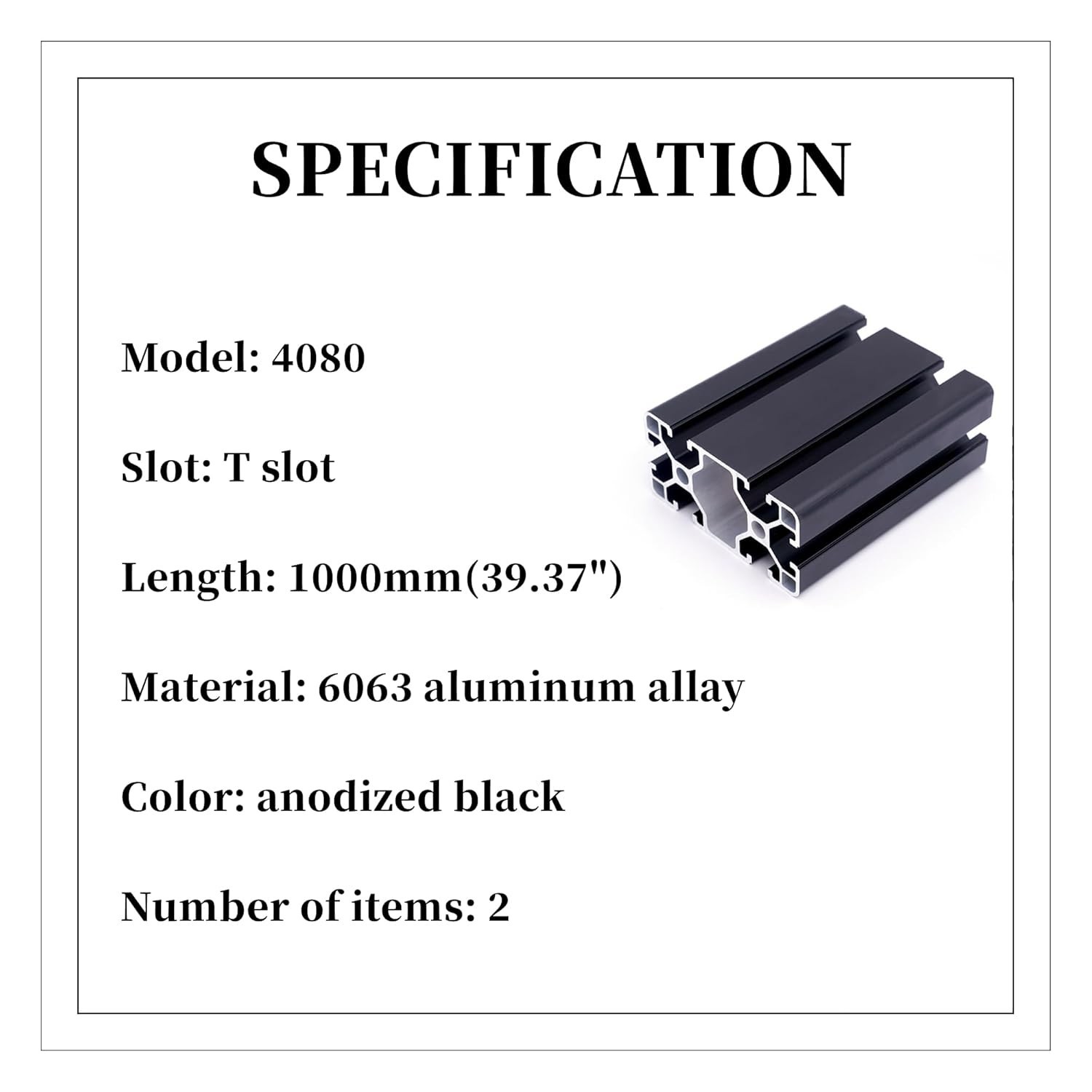 39.37in Anodized 4080 T Slot Aluminum Extrusions – Perfect for Custom Projects