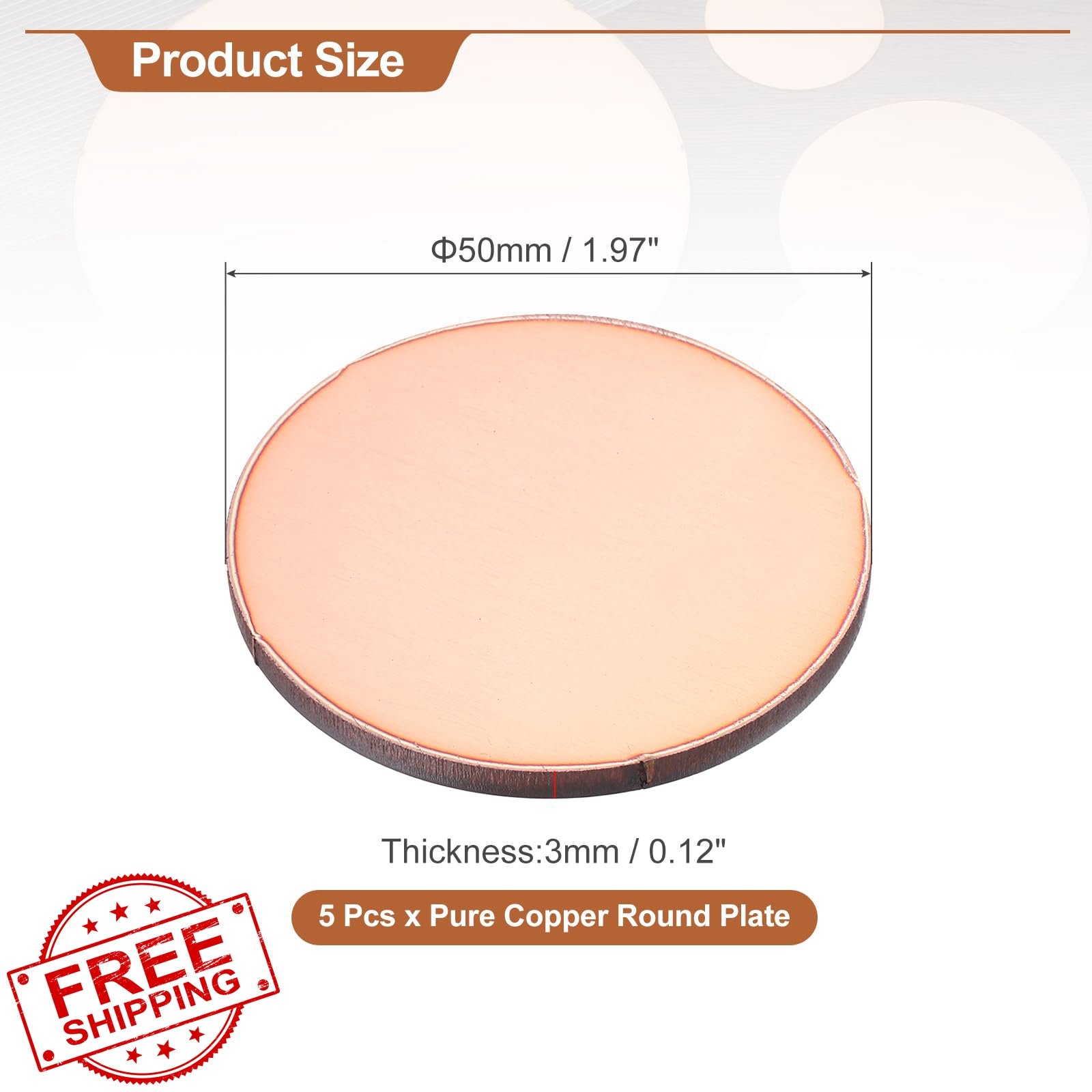 MECCANIXITY 5 Pcs 1.97″ Copper Plate