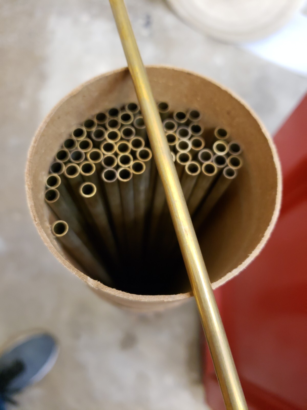 Round Brass Seamless Tube Stock, PK 5, 5.45mm O.D. .054mm wall, x 36″
