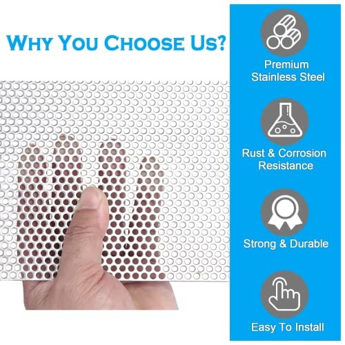 Perforated Stainless Steel Sheet 11.8″ x 11.8″ 0.035″ Thickness 0.12″ Holes Comm