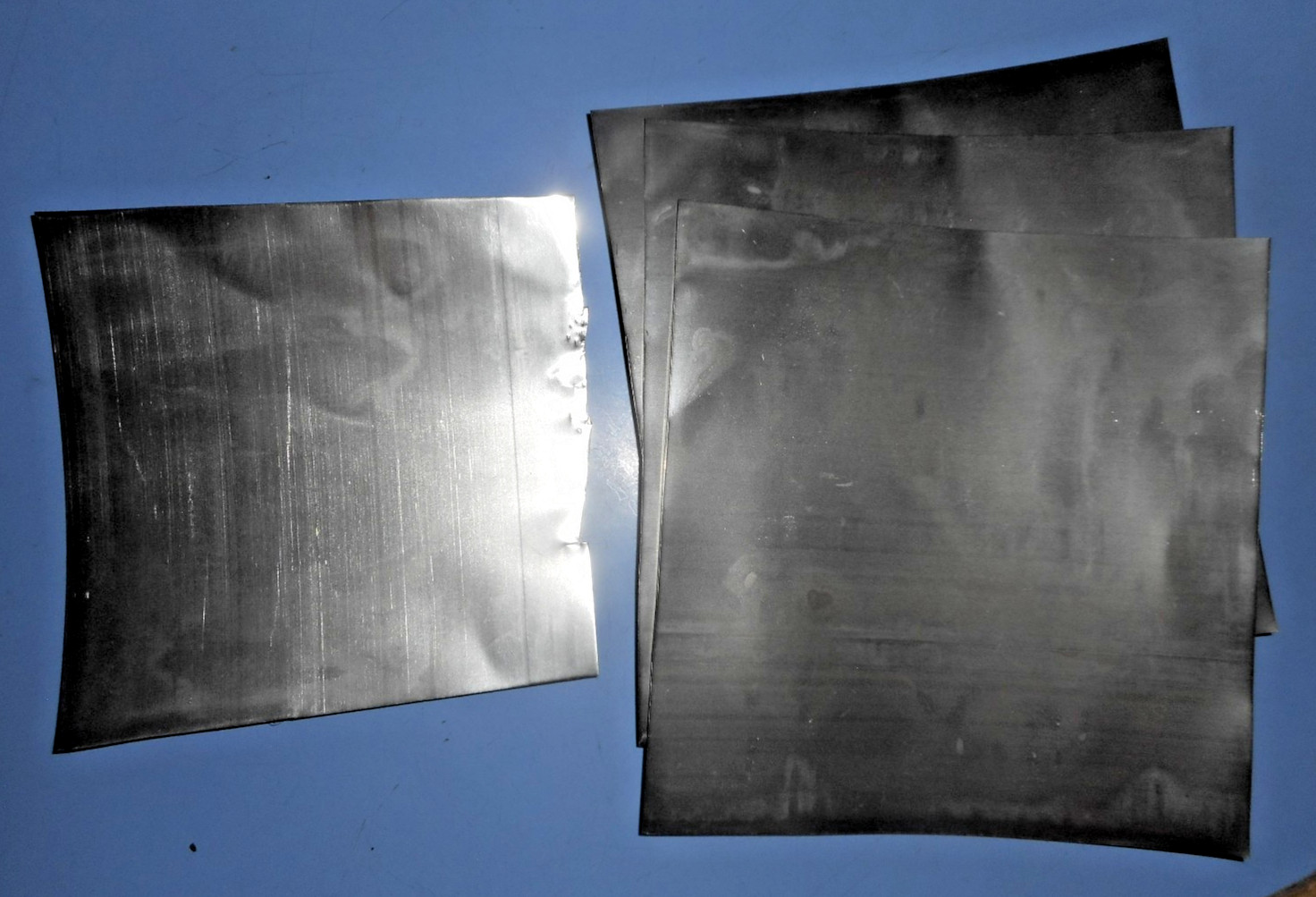 99.9+% Nickel Foil * (3) sheets .125x 150x 150mm * (1) piece approx. 115x 115mm