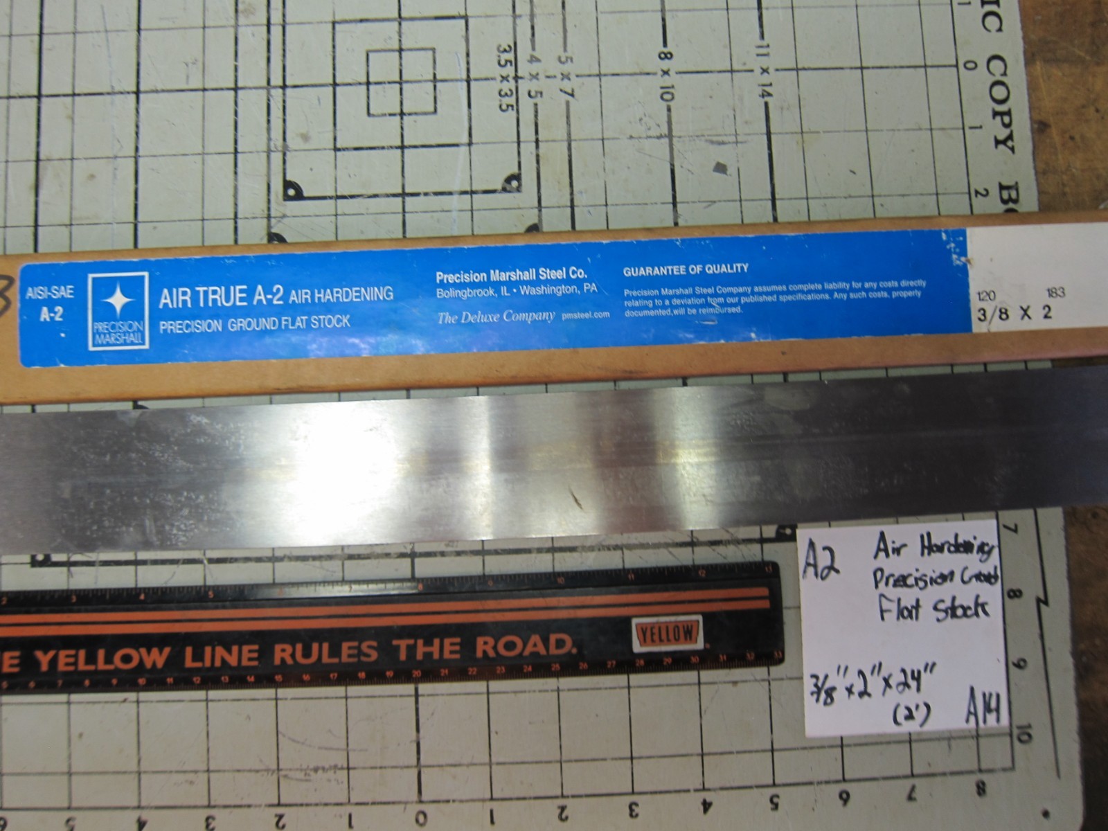 A2 Air Hardening Ground Tool Steel Flat Stock 3/8″ x 2″ x 24″