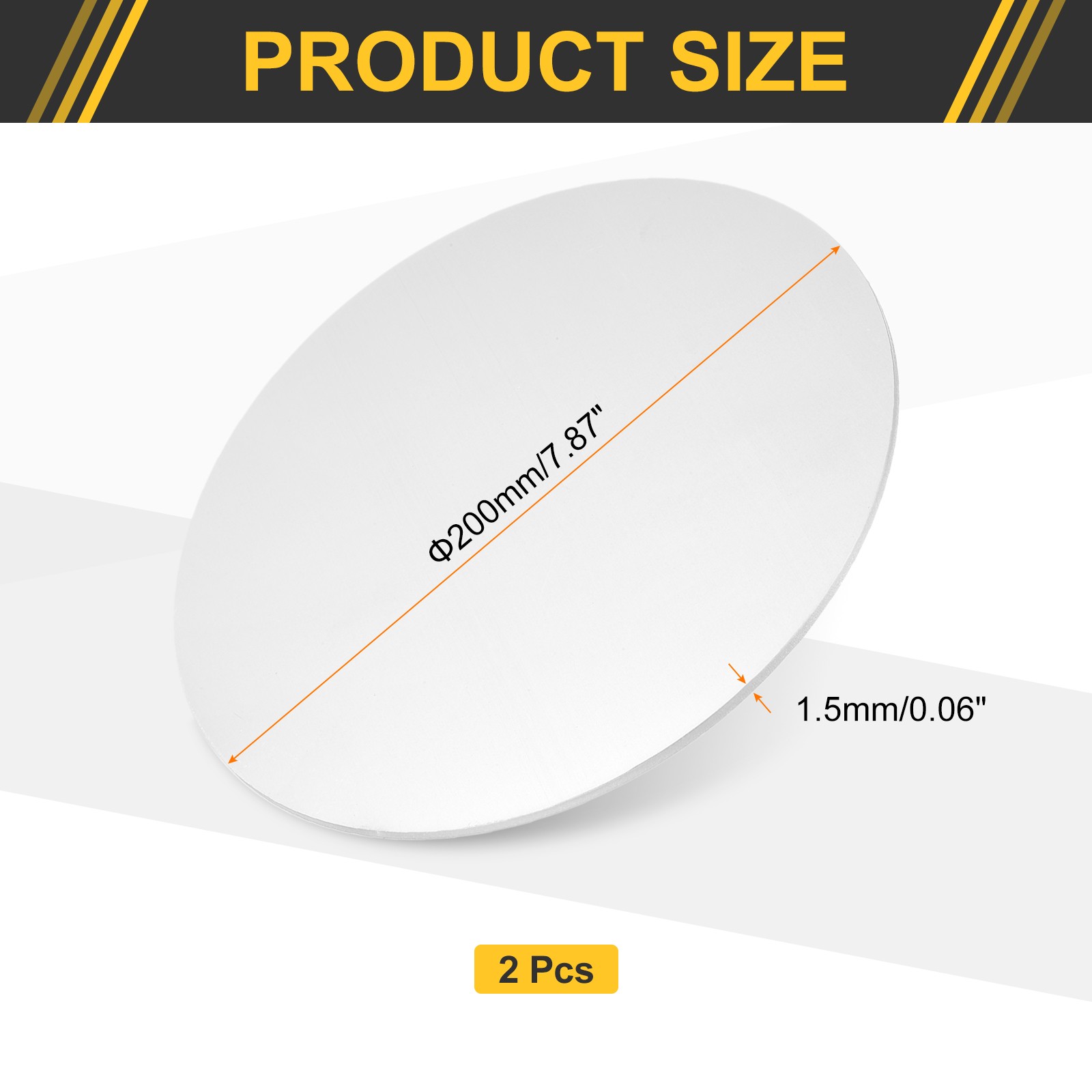 2Pcs Aluminum Disc 8″(200mm) Dia 0.06″(1.5mm) Thick Round 5052 Aluminum Sheets