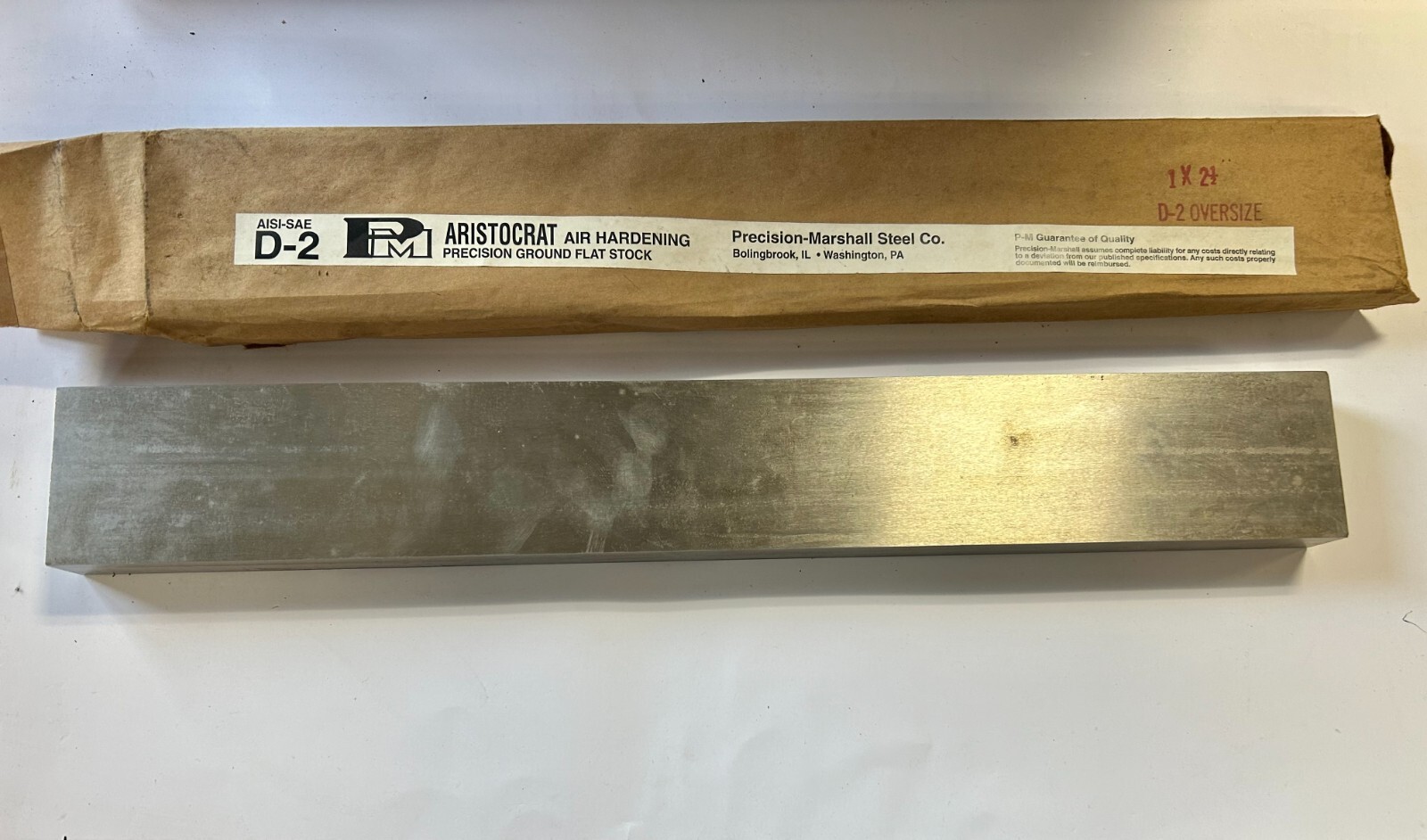 Precision Marshall 03967 1″x2-1/2″x18″ D2 Oversized Ground Stock New