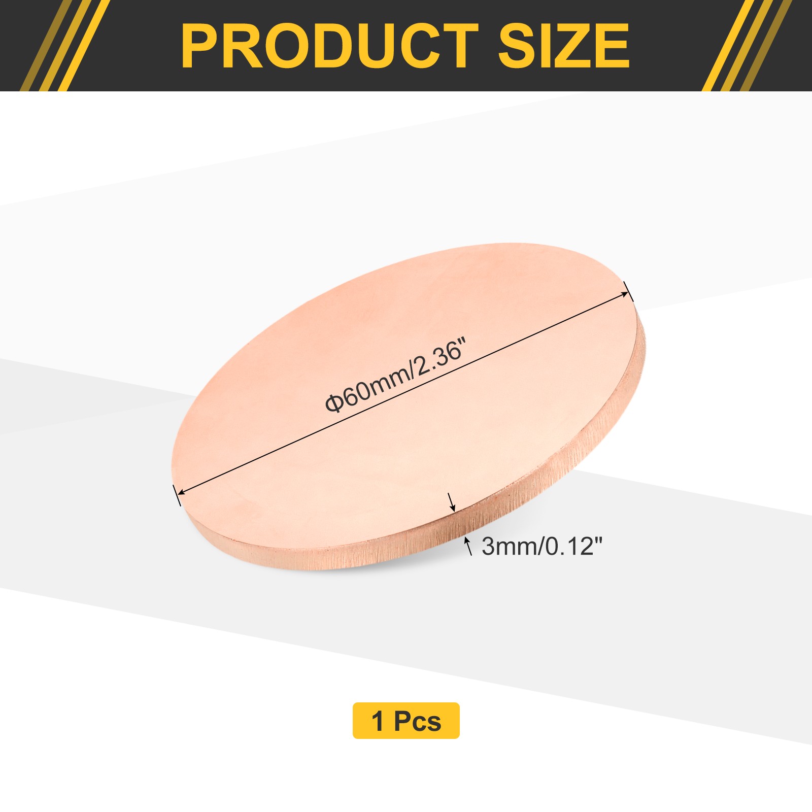 Copper Round Plate, 0.12″ Thick 2.4″ Dia C1100 Pure Copper Sheet