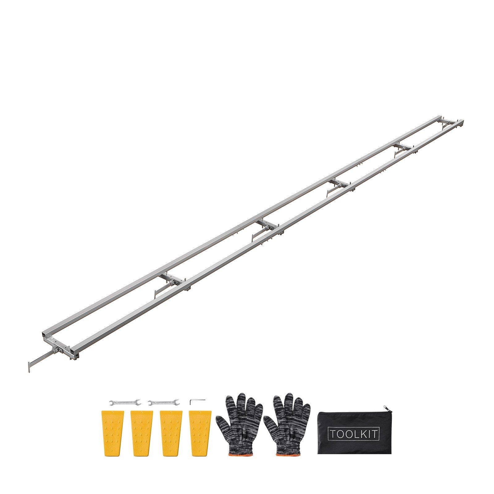 15ft 6x Aluminum Rail Chainsaw Mill Kit & 4 Wedges, Adjustable Guide