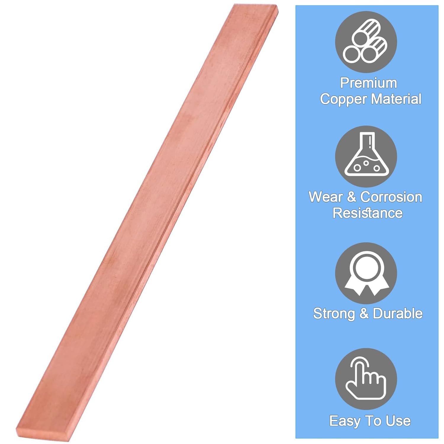 C110 Copper Flat Bar 1/4″ x 1″ x 12″ Bus Bar Pure Copper Strip