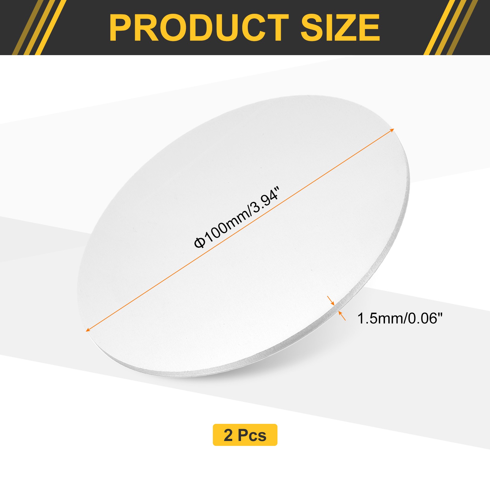 2Pcs Aluminum Disc 4″(100mm) Dia 0.06″(1.5mm) Thick Round 5052 Aluminum Sheets