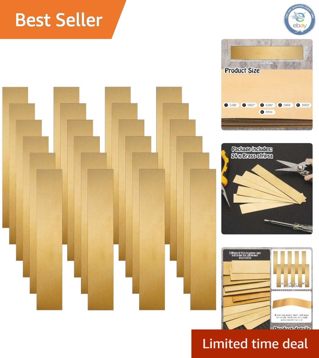 24-Piece Assorted Brass Shim Stock – 6” Length with Various Thickness Options