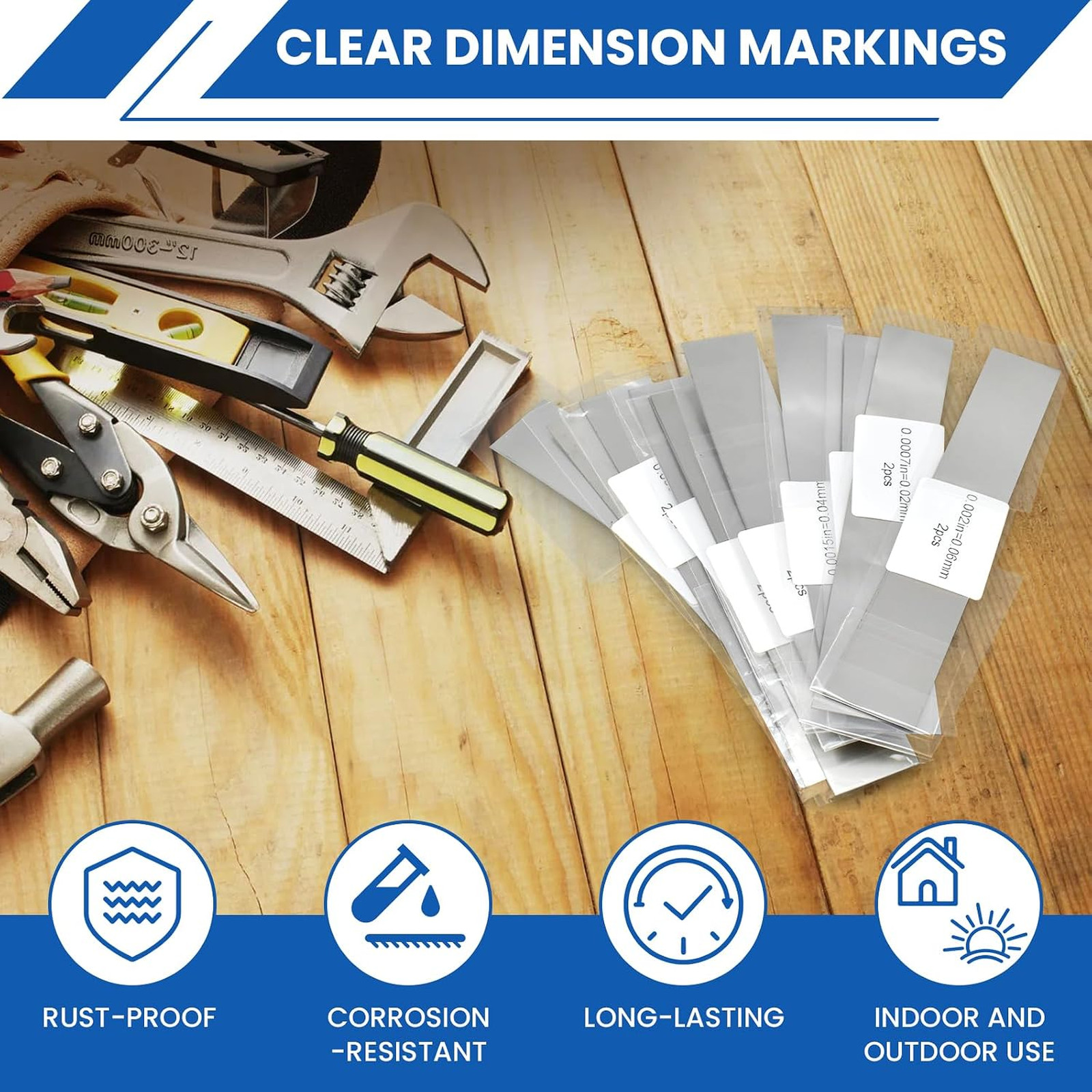 20 Pcs Stainless Steel Shim Stock Assortment 1 Inch Wide 6 Inch Long 10 Sizes