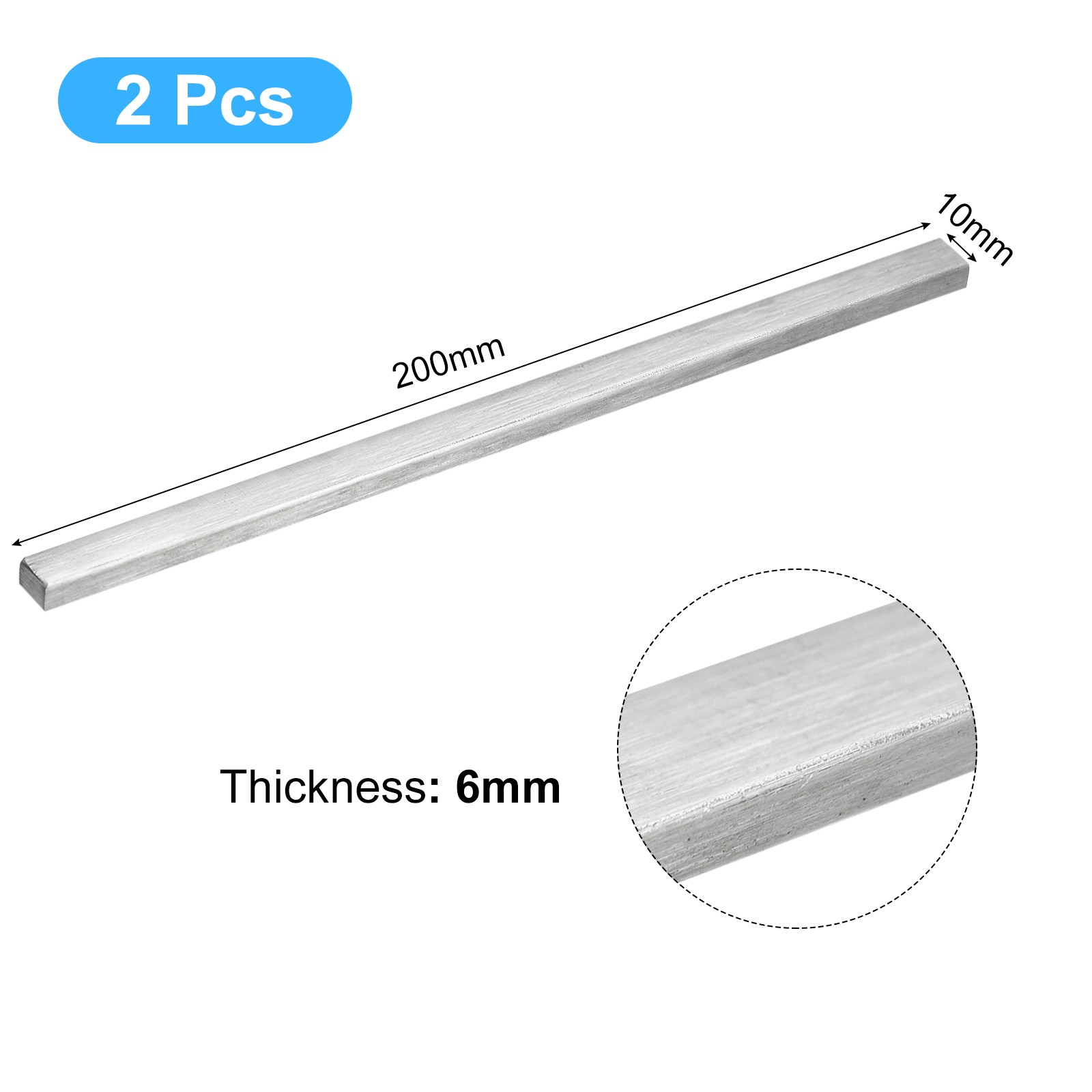 304 Stainless Steel Flat Bar, 1/4″ Thickness 3/8″ Width 8″ Length 2pcs