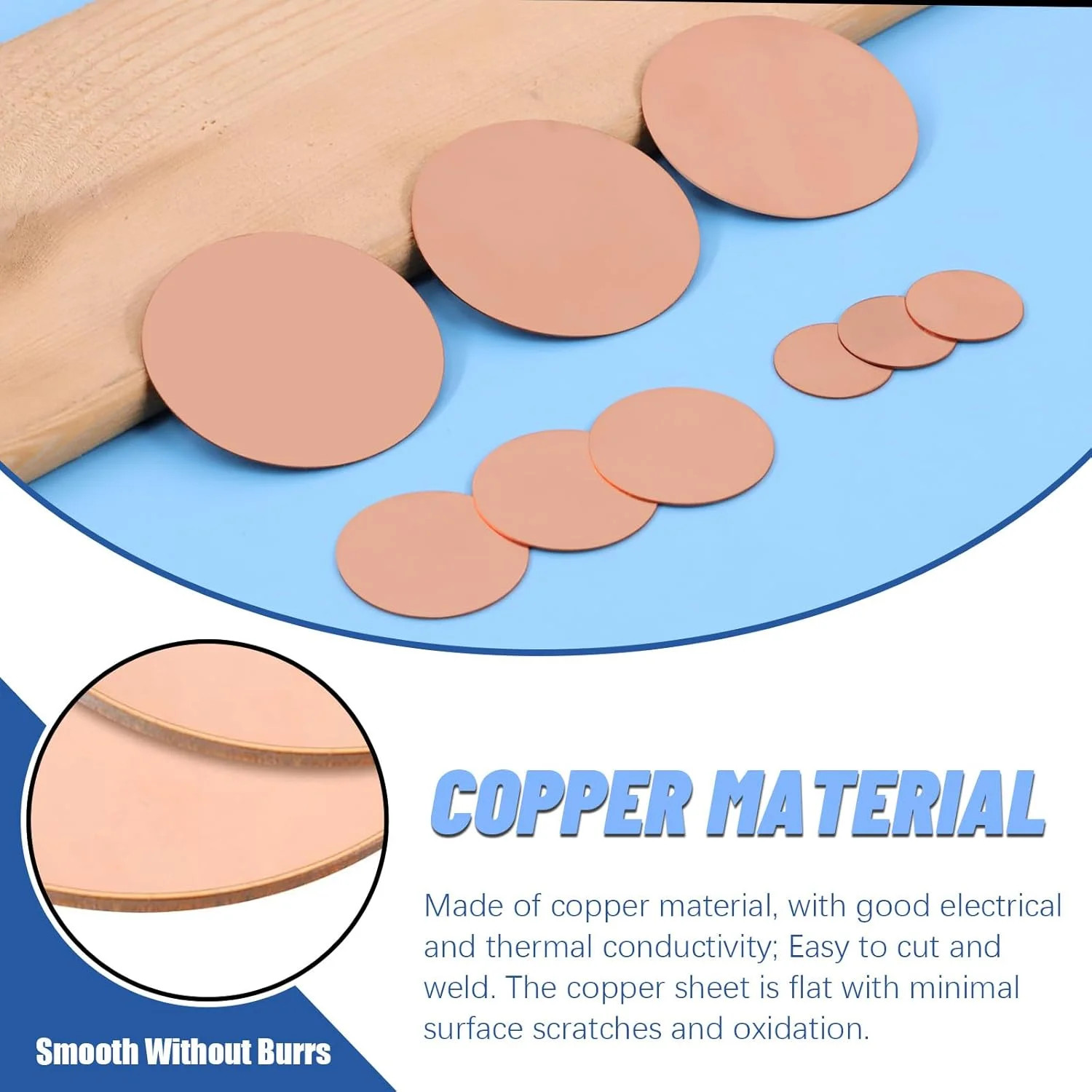 Glarks 18pcs T2 Pure Copper Sheet – 0.8/1.2/2mm Thick, 2mm Thick Copper Metal Ro
