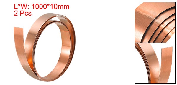 2Pcs Copper Thin Foil Roll Sheet 0.1x10x1000mm Pure Copper Foil Sheet