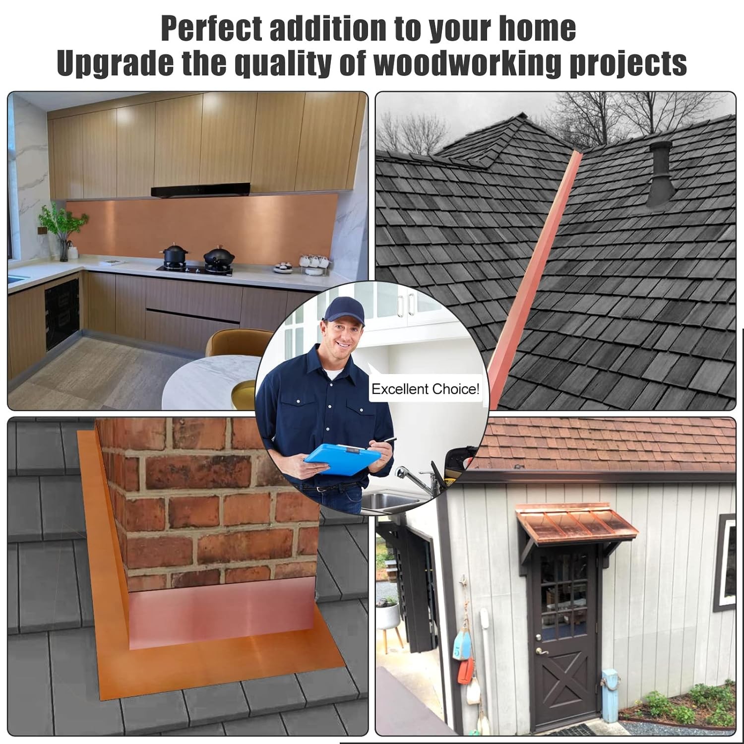 24 Gauge Pure Copper Flashing Sheet 0.5mm 10 FT Length Copper Roll 99.95% Pure