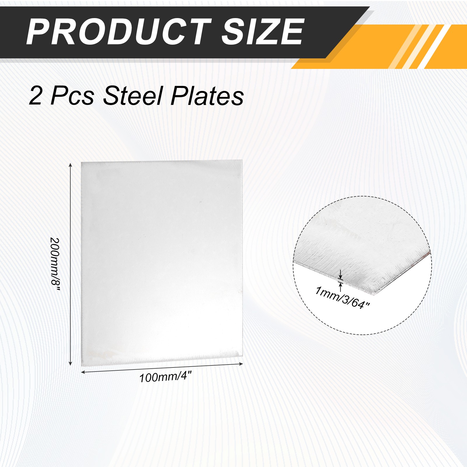 2Pcs 3/64″ Hot Rolled Steel Sheets 8″ x 4″ Steel Plate Base Silver