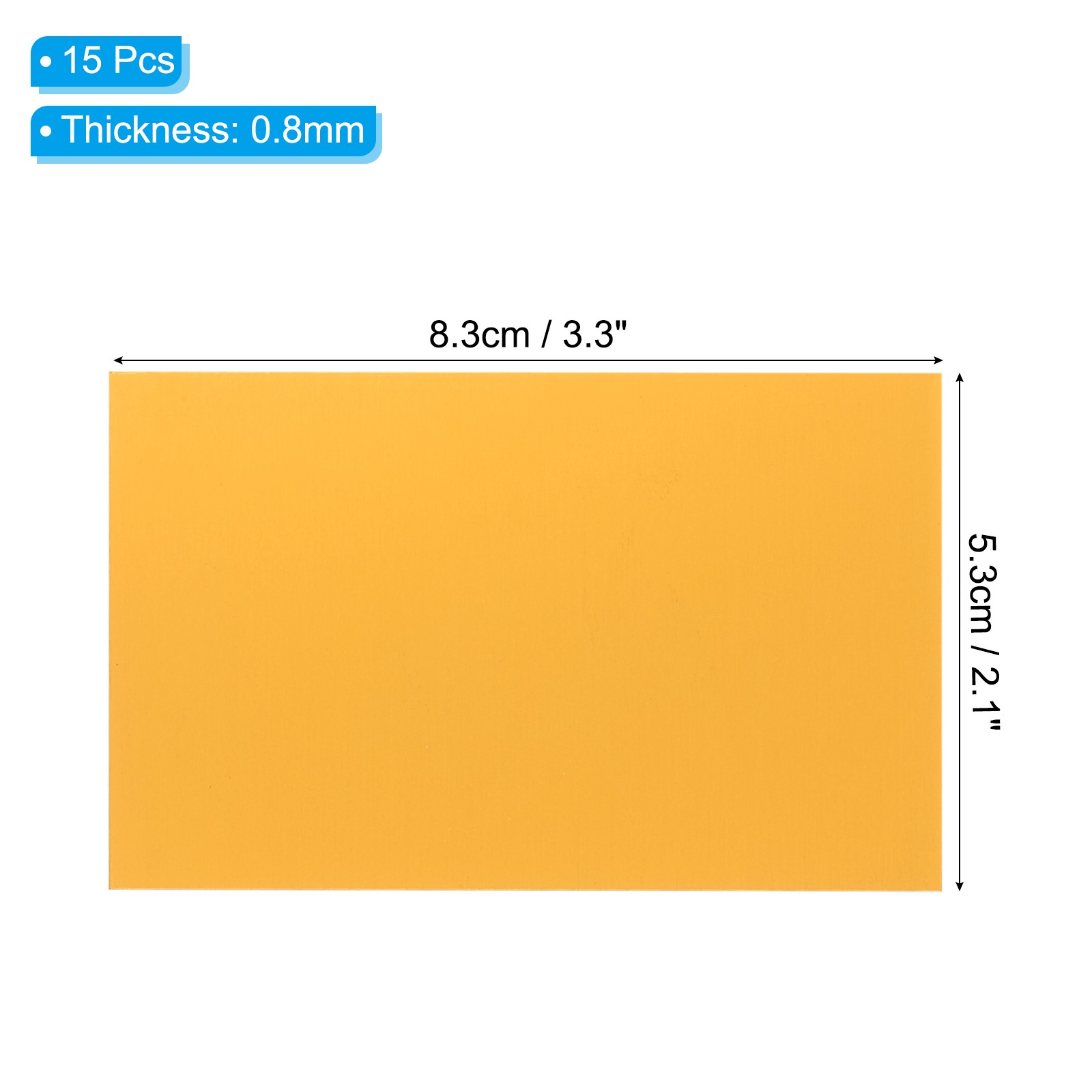 2.1×3.3 Inch Anodized Aluminum Sheet Metal, 15Pcs Laser Plates Engraving, Yellow