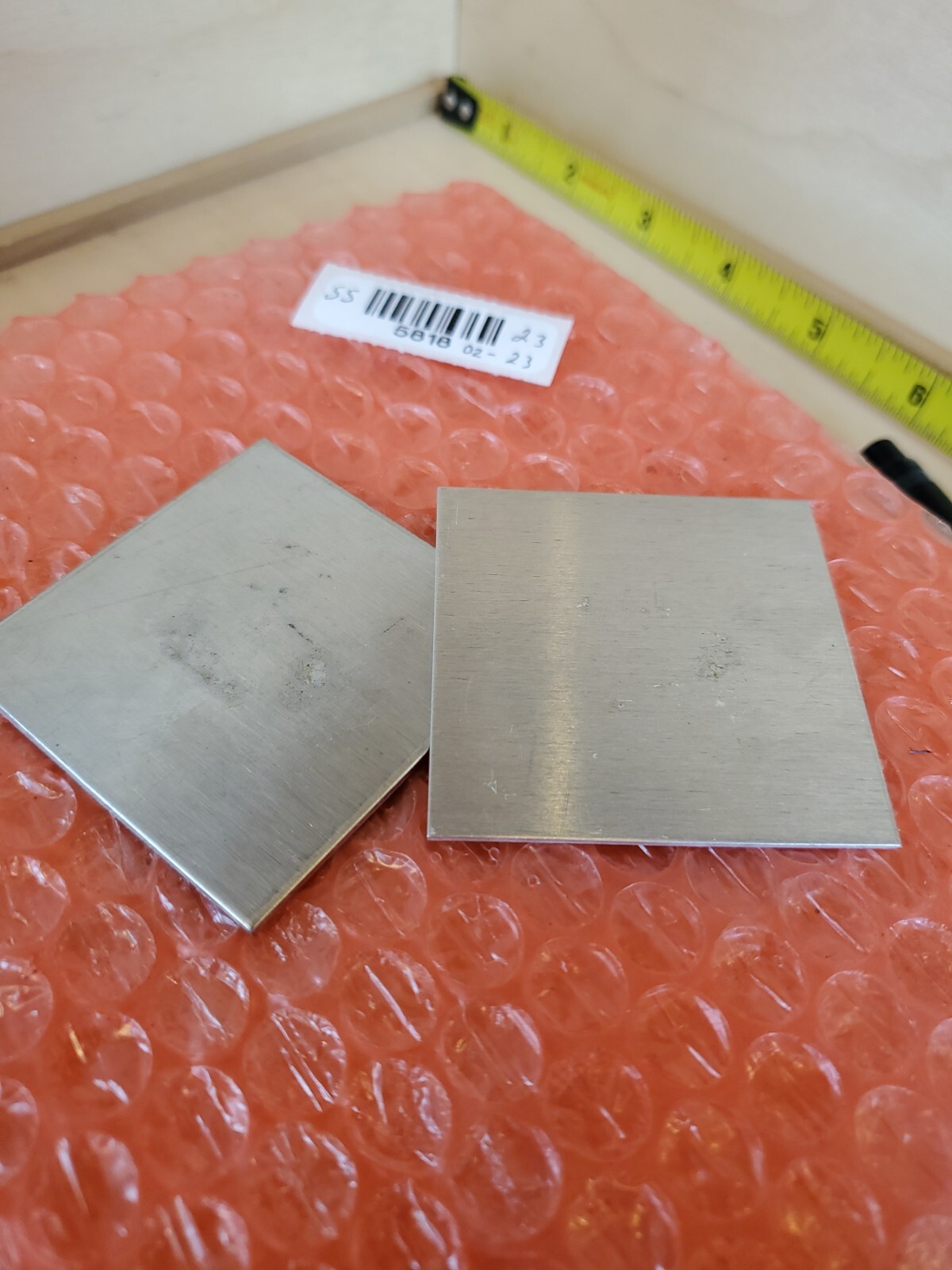 stainless steel plate 304 2 pieces 18 gauge 2″ x 2″ flat metal sheet TIG welding