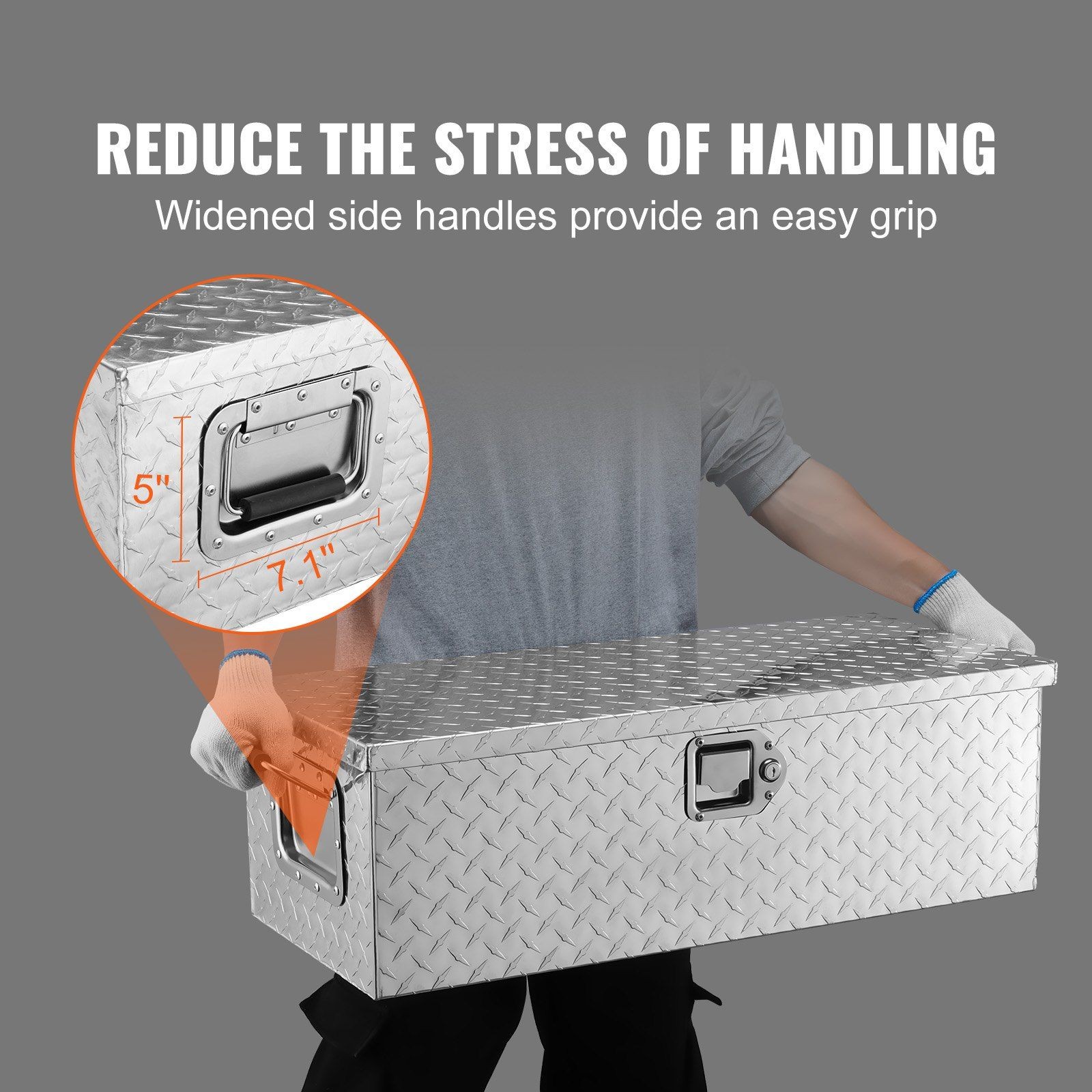 30x13x9.6in 300lb Heavy Duty Aluminum Diamond Plate Tool Box Silver & Lock