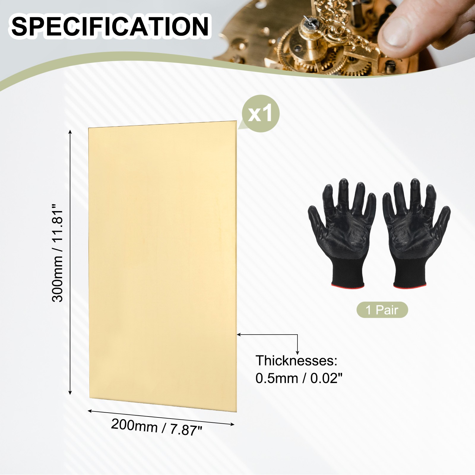 Brass Sheet 7.9″ x 11.8″ 24 Gauge(0.5mm) Thickness for DIY (1 Pack, Brassy)