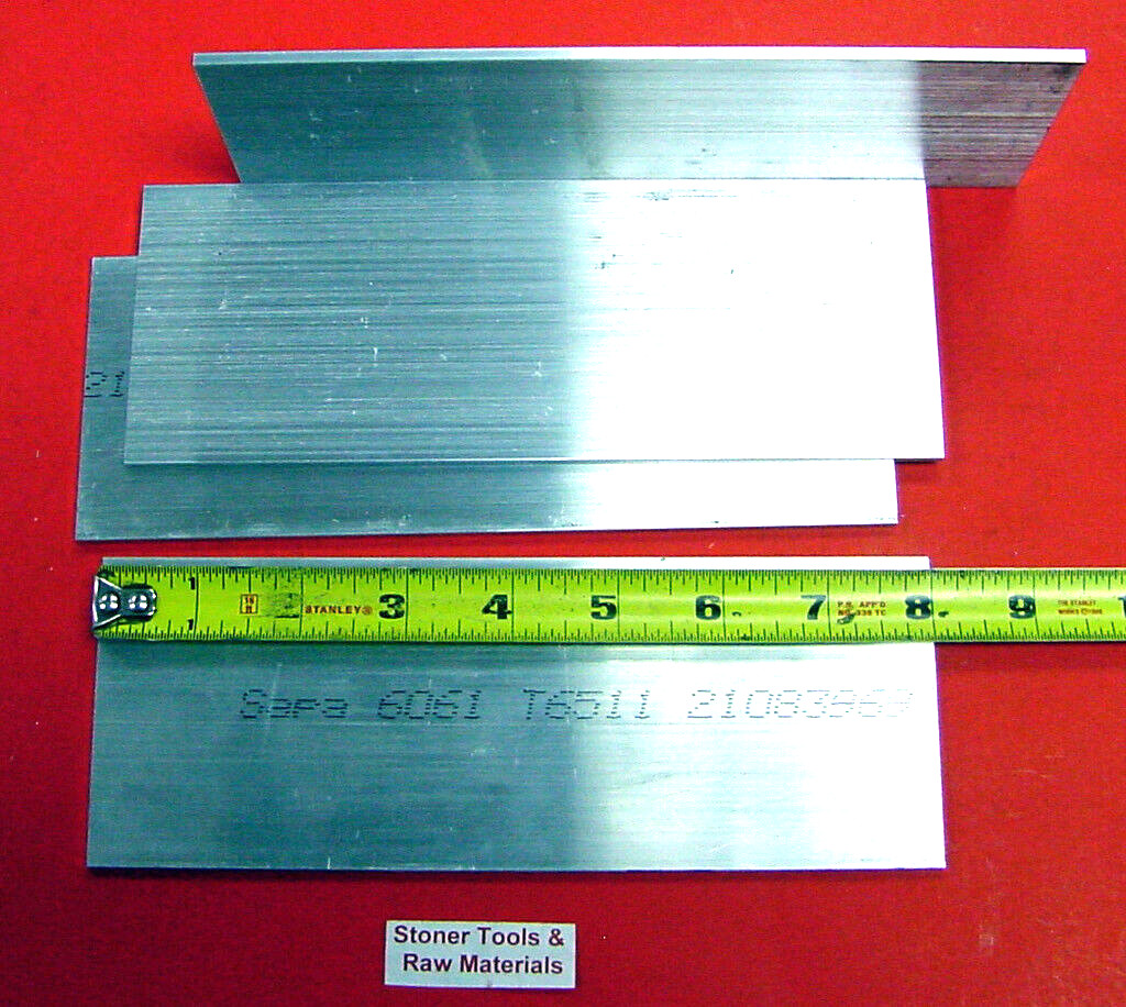 4 Pieces 1/8″ X 4″ ALUMINUM 6061 FLAT BAR 8″ long Extruded Plate Mill Stock New