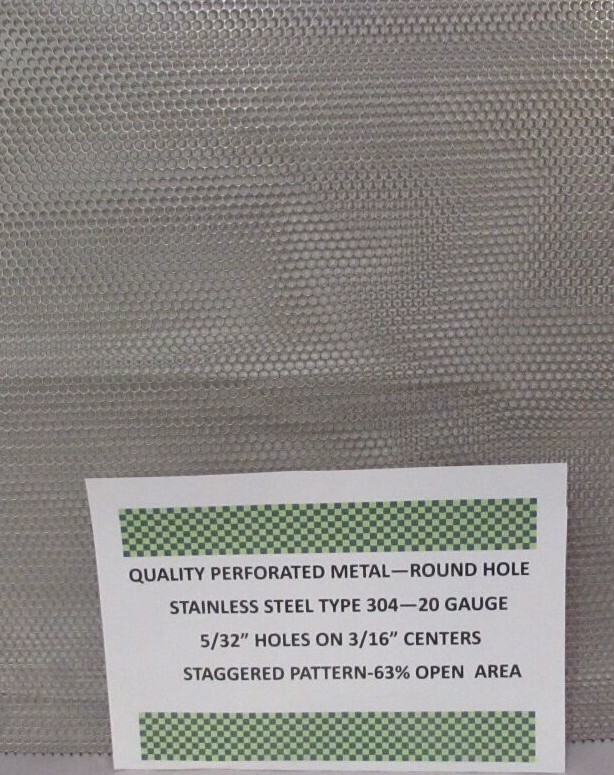 ==5/32 HOLES—20 GA. 304 STAINLESS PERFORATED SHEET– 7″ X 11-1/2″==