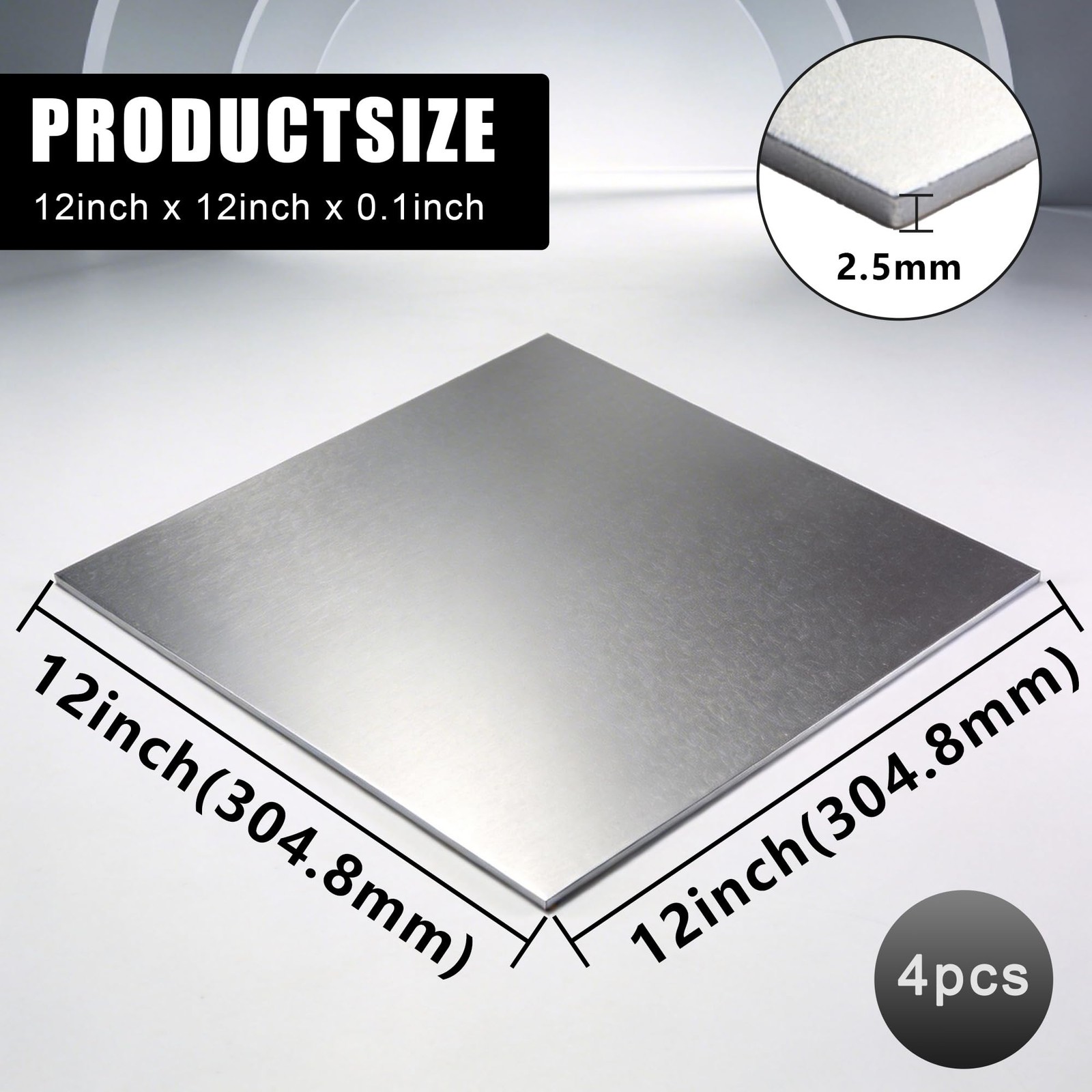 Aluminum Sheet Metal 4 PCS 12 x 12 Inch Thickness Metal Plate Covered with Pr…
