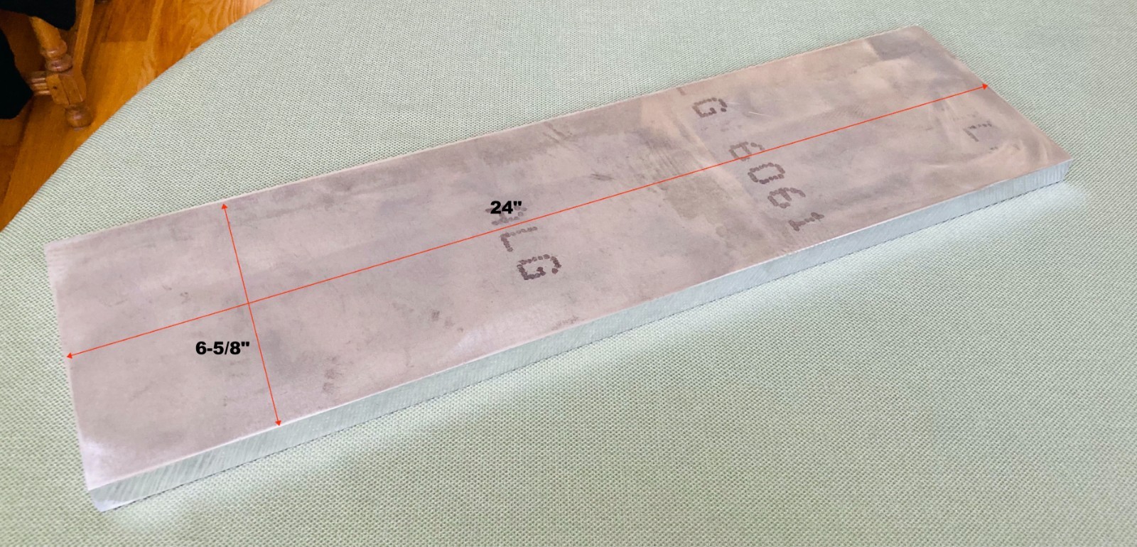 6-5/8″ x 24″ Long Aluminum 6061 Plate 20mm thick