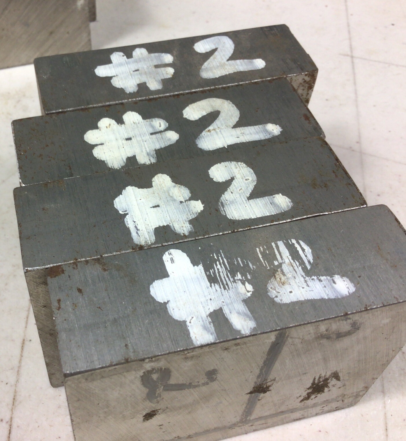D2 Tool Steel Flat Stock, 1.03” X 2.52” X 3.28”, D2 I Believe, 4 Pieces In Sale