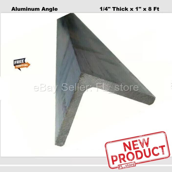Aluminum Angle 1/4″ x 1″ x 1″ x 8 Ft Unpolished Alloy 6061 90 Degrees Stock NEW