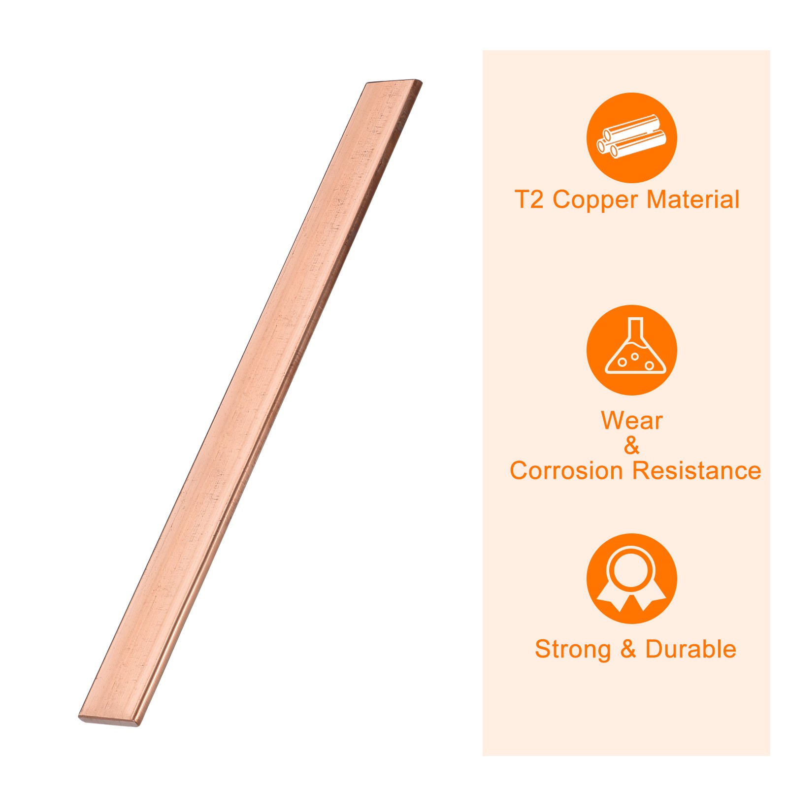 Copper Flat Bar 0.2″ Thickness x 0.79″ Width x 7.87″ Length Copper Bar Stock