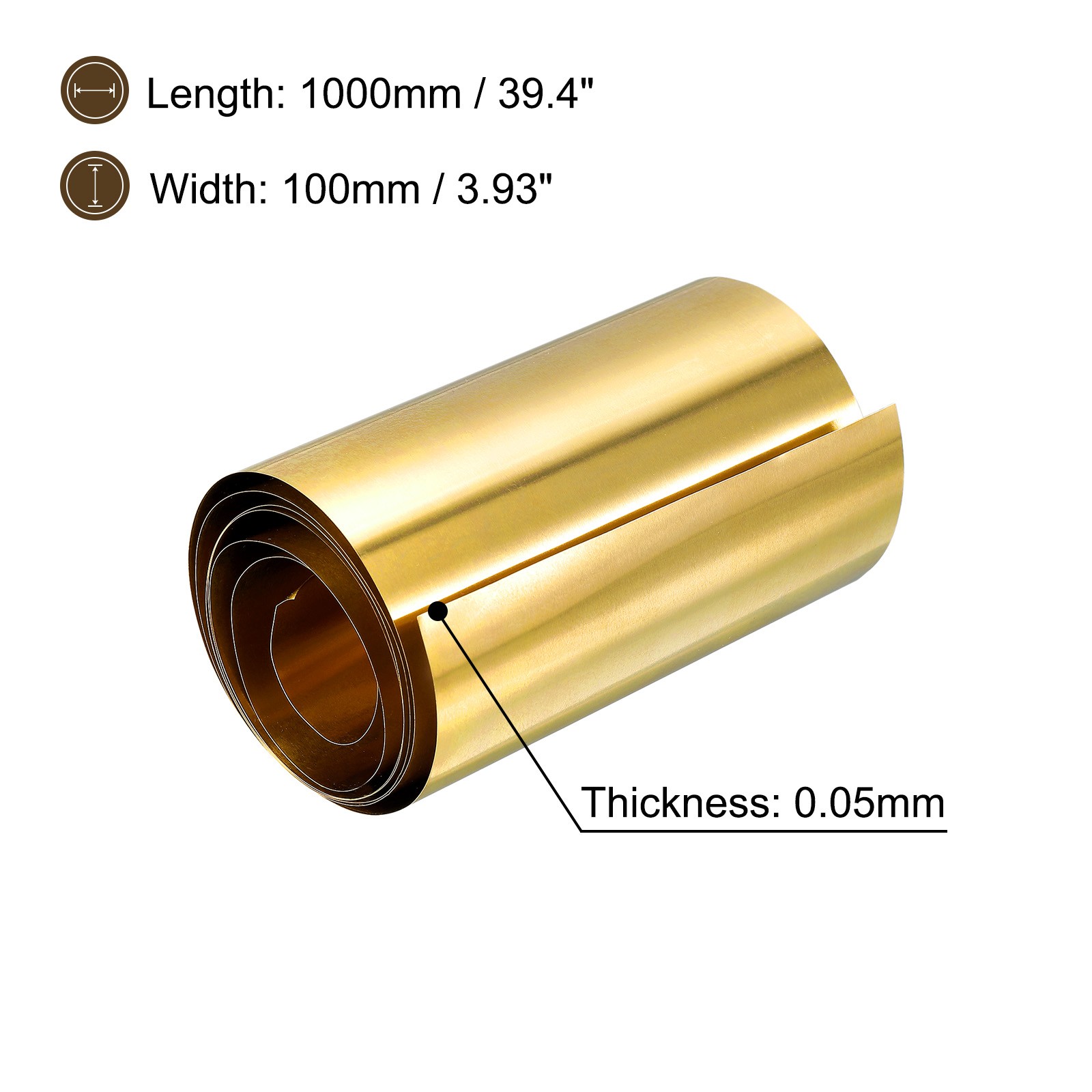 Brass Sheet Roll 0.05x100x1000mm Brass Foil Roll Brass Strip Gold