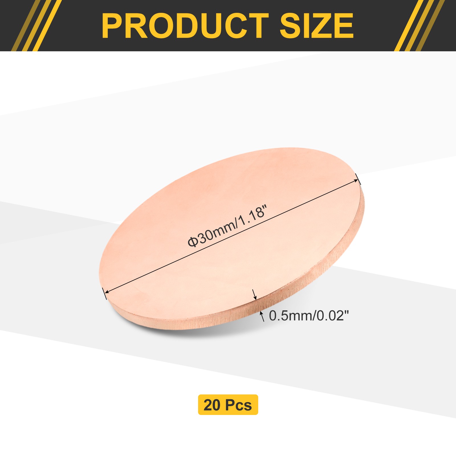 20Pcs 0.02″ Thick 1.2″ Dia C1100 Pure Copper Sheet INDUSTRIAL Copper Round Plate