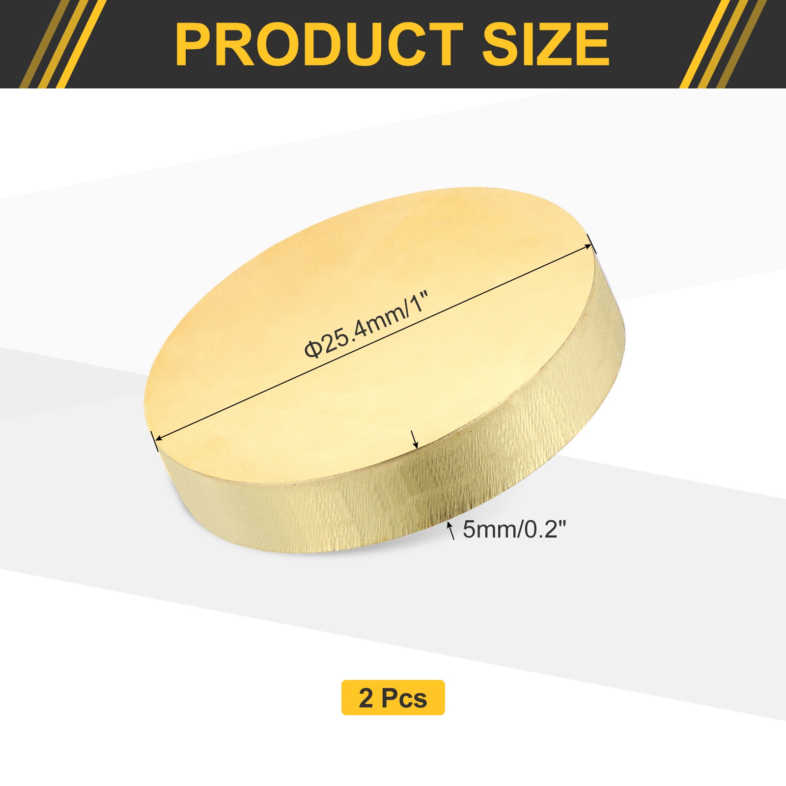 2Pcs Brass Round Plate, 0.2″(5mm) Thick 1″(25mm) Dia H65 Brass Round Sheet