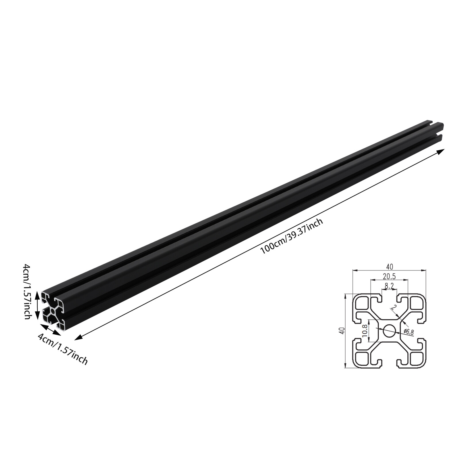 4pcs Aluminum Extrusion European Standard 4040 T Slot 1.5mm Tube Wall Thickness