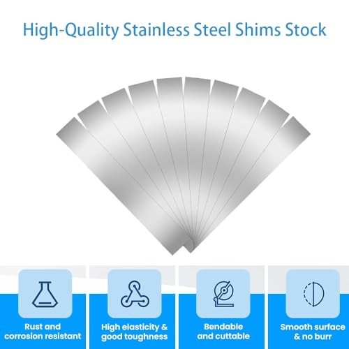 30PCS Stainless Steel Shim Stock Set – 10 Sizes Thin Metal Shims for DIY, Home I