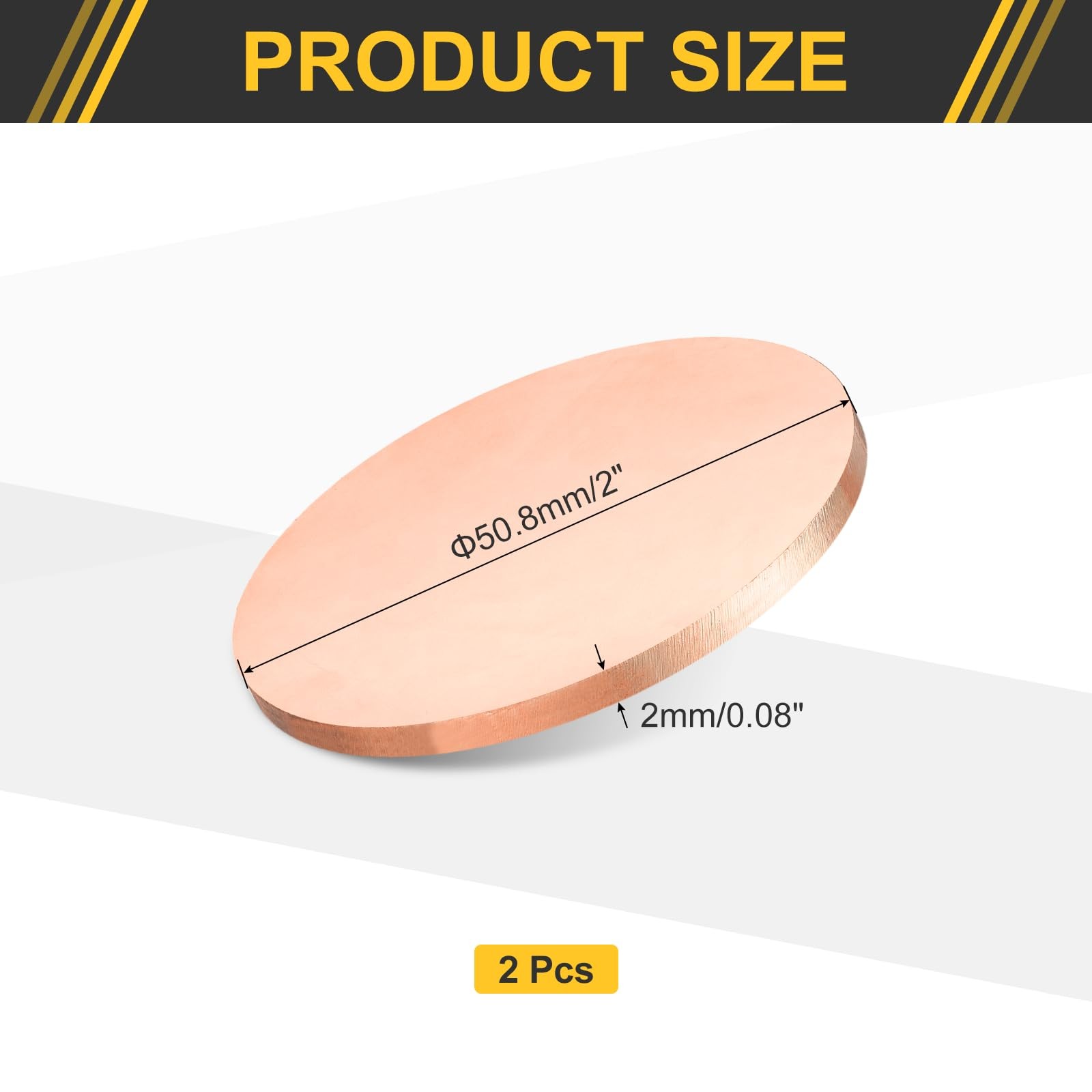 uxcell 2Pcs Pure Copper Round Plate, 0.08″(2mm) Thick 2″(50.8mm) Dia C1100 Co…