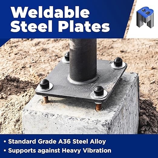 5″ x 5″ Heavy Duty Square Flat Steel Metal Base Plate With Holes | 2 Pieces