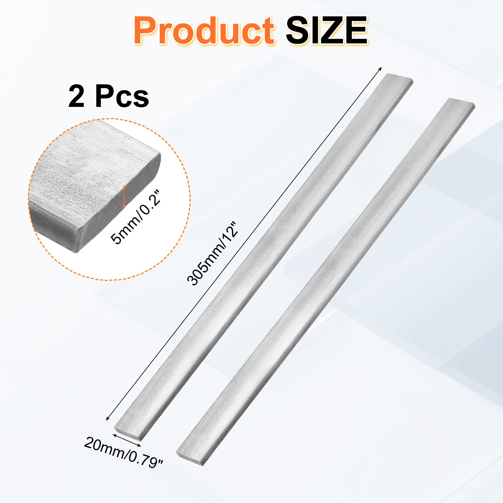 2Pcs 1018 Cold Rolled Carbon Steel Bar, 0.2″x0.79″x12″ Rectangular Flat Bar