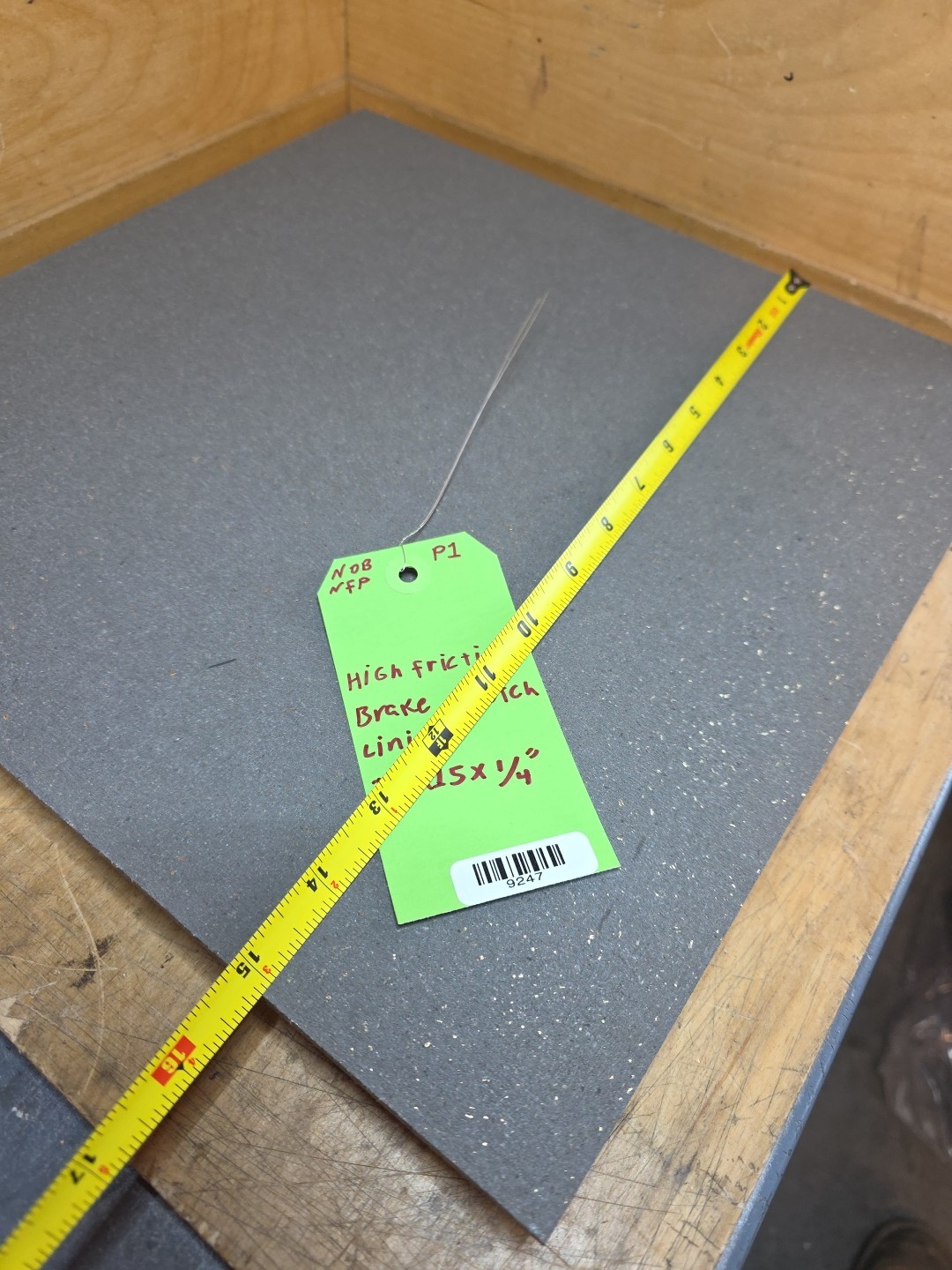 High-Friction Brake and Clutch Friction Lining15″ Long x 15″ Wide x 1/4″ Thick