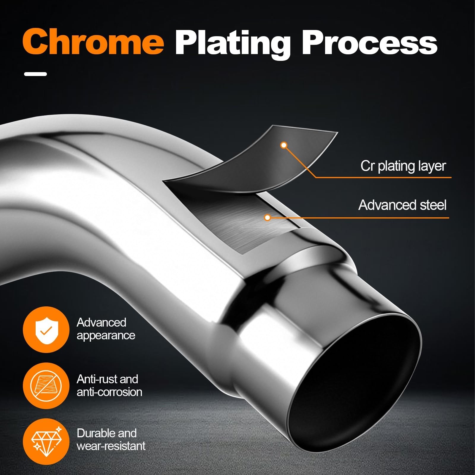5 to 6 Inch Exhaust Elbow Tip, Steel Mandrel Bent, Silver | Universal fit pic…