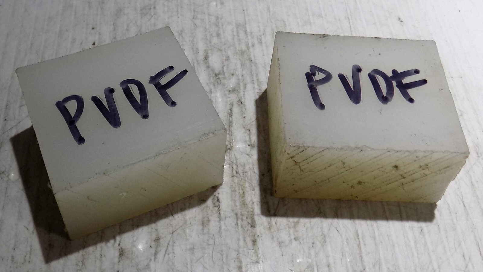 High Strength PVDF Plastic 1″ Thick X 1-3/4″ Long X 1-9/16″ Wide Bar 2 Pieces