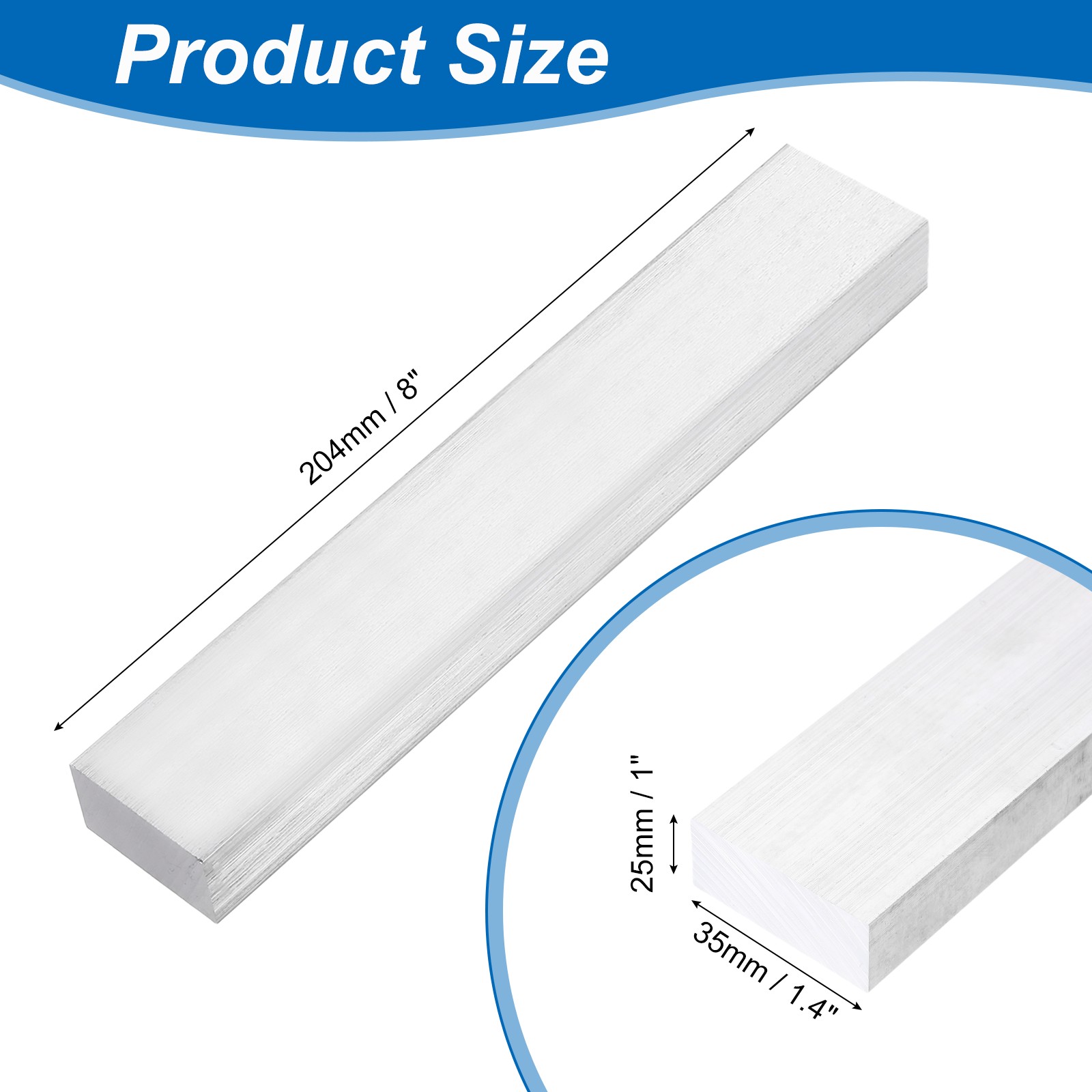 Square Aluminum Flat Bar, 25/32″ Thickness 1-3/8″ Width 8″ l with Glove